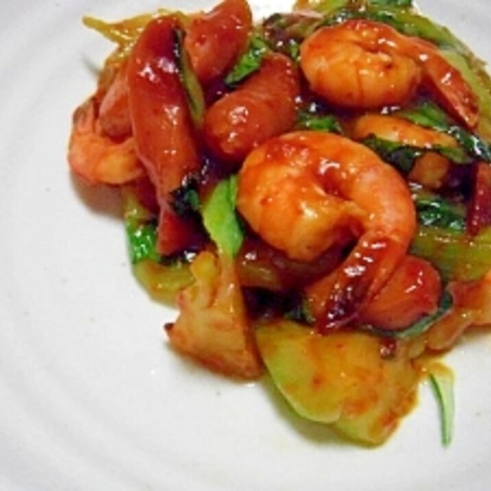 ウィンナーでかさまし 海老のケチャップ炒め レシピ 作り方 By すぴかか 楽天レシピ